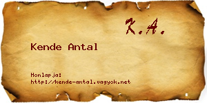 Kende Antal névjegykártya
